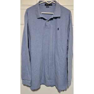 Polo Ralph Lauren Classic Fit Men XXL Light Blue Pony Long Sleeve Polo Shirt